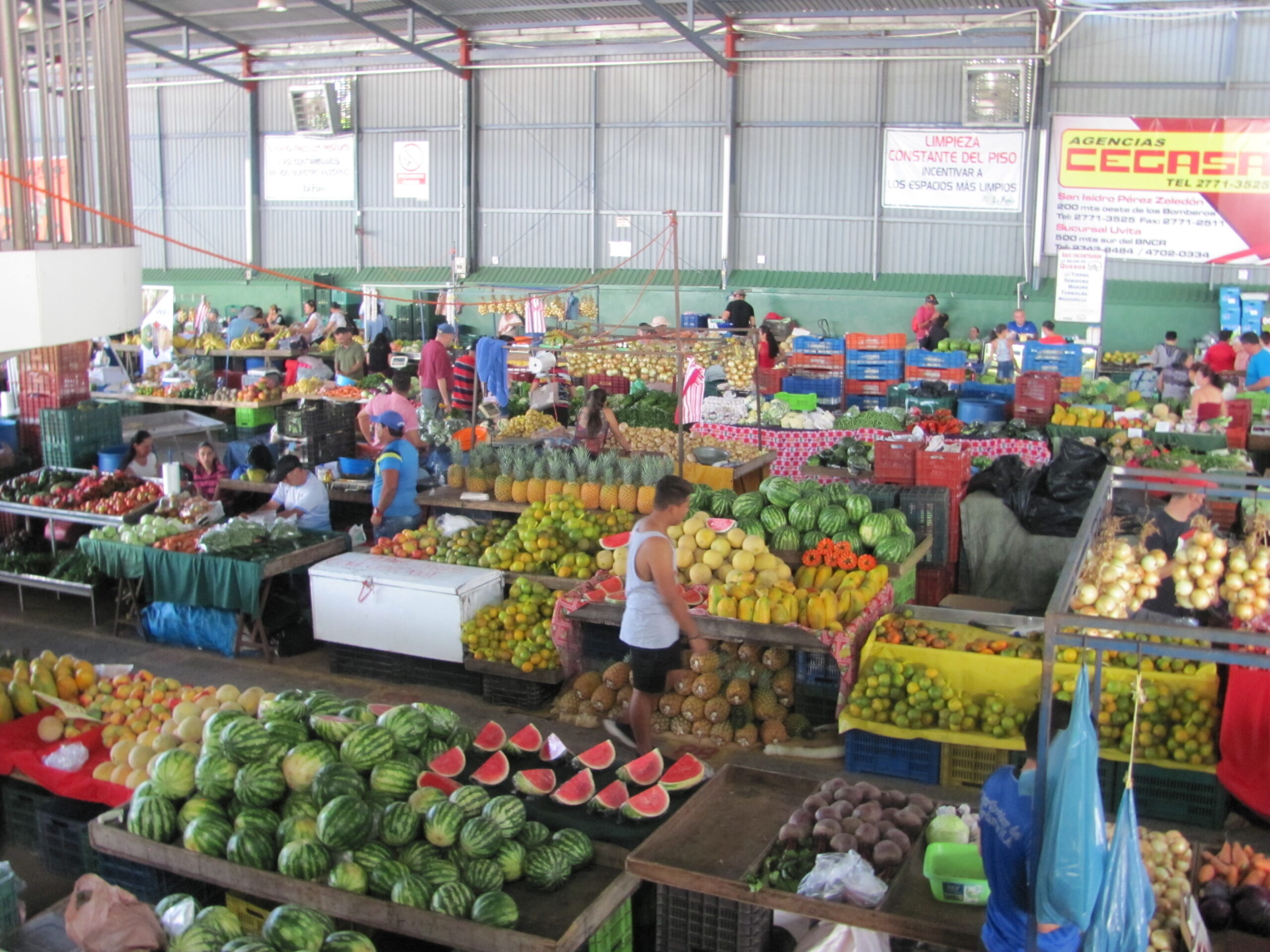 Aerial view of San Isidro (Perez Zeledon) Costa Rica weekly farmer's market
